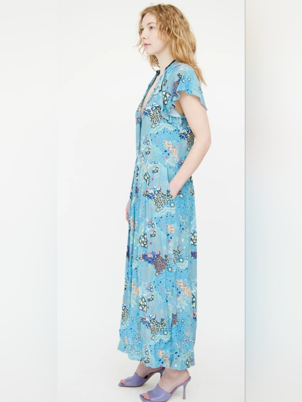 Zadig & Voltaire Blue & Multicolour Ruskie Glam Ruffled Dress - Picture 7 of 13